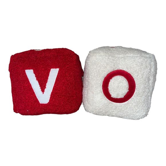LOVE & AMOR Valentine Cube Pillows Red & White Soft Sherpa Home Decor Rare Find - Picture 2 of 6